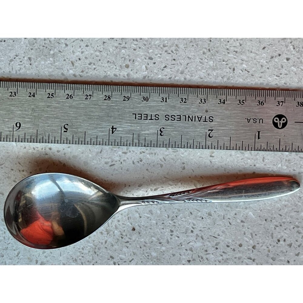 Gorham Stegor Wheat Pattern  Stainless Steel Soup Spoon 1953